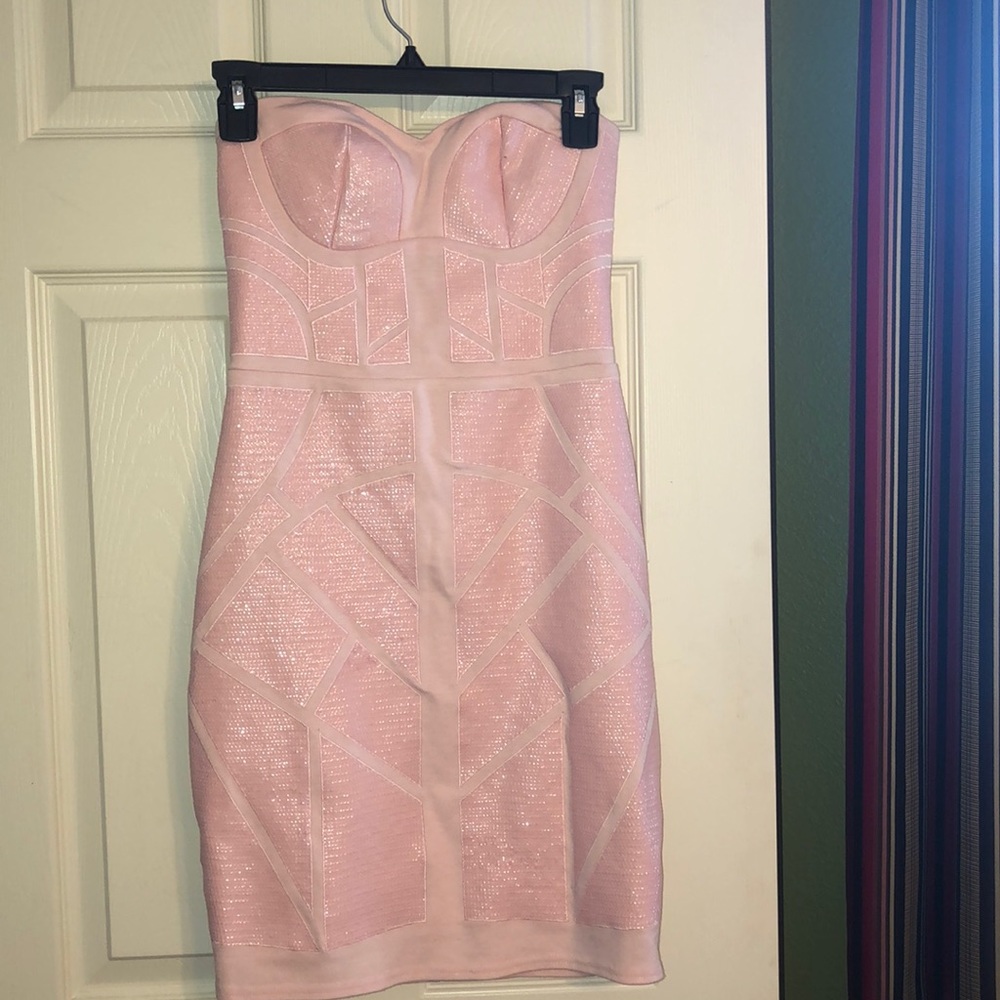 Strapless Pink Sequin Dress